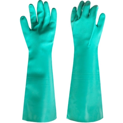 Găng tay Nitrile xanh 18 inch Chống axit chống lão hóa Độ dày 22 Mil
