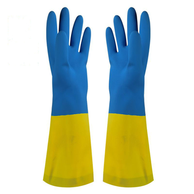 Găng tay gia dụng lót sàn công nghiệp Bicolor Găng tay cao su tổng hợp Chống hóa chất