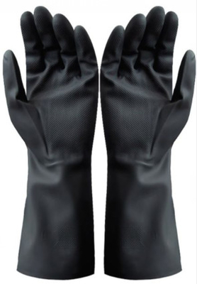 Găng tay cao su Neoprene chống axit Găng tay cao su Neoprene đen 410mm