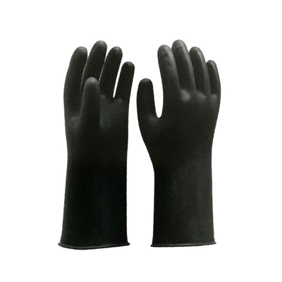 WaterProof Găng tay cao su công nghiệp màu đen 32 Cm Không khóa Lớp lót chống hóa chất