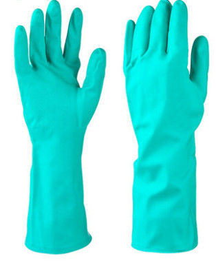 Unflocked Lining Green Nitrile Glove Ambidextrous Industrial Works Chemical Resistant Durable Gloves for Industrial and Mechanical
