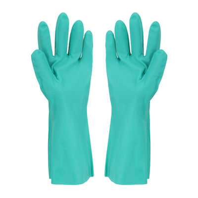 15 Mil Thickness Green Nitrile Glove CE Certified Non Beaded Cuff Găng tay dùng một lần bền cho xử lý thực phẩm trong phòng thí nghiệm y tế