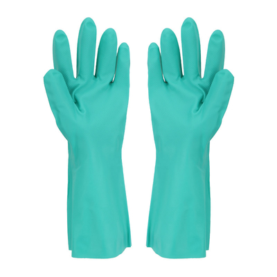 Sử dụng nhà bếp Green Nitrile Glove Flocked Lining