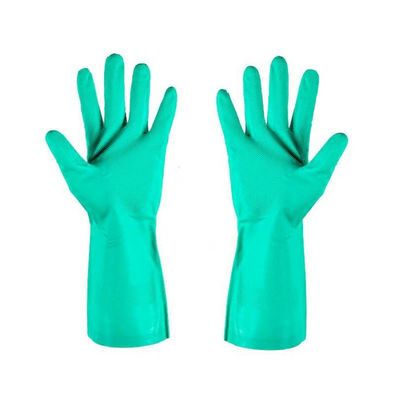 Industrial Works Green Nitrile Glove 33 Cm Length Long Protective Gloves Suitable for Industrial Chemical Handling Tasks