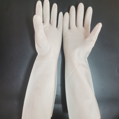 Mở khóa Lining Nitrile Găng tay rửa chén Gia dụng 38cm White Nitrile Glove
