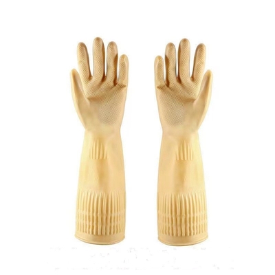 Găng tay cao su siêu dài màu vàng Găng tay cao su nhà hàng 100G / đôi 38CM