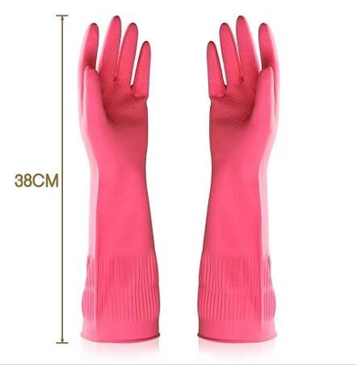 Găng tay làm sạch cực dài 100G / đôi 38CM Flocked Lining Găng tay rửa bát cực dài