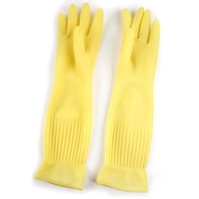 Nhà bếp Găng tay cao su siêu dài Cuff Găng tay cao su 45 cm màu vàng Flock