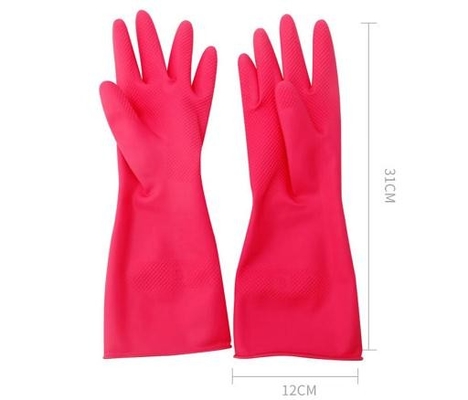 Găng tay cao su cao su màu đỏ 30cm Găng tay trong nhà có khóa lót Găng tay cao su hóa chất
