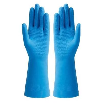 Mở khóa Lớp lót Găng tay cao su tự nhiên Gia dụng Làm dày Găng tay cao su màu xanh