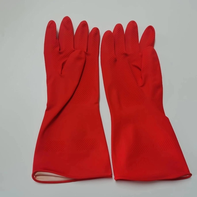 Găng tay cao su màu đỏ kháng kiềm Độ dày Găng tay cao su công nghiệp 30-32CM