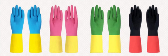 Găng tay cao su chống hóa chất Bicolor Găng tay cao su trong vườn Rửa chén Găng tay cao su chống hóa chất