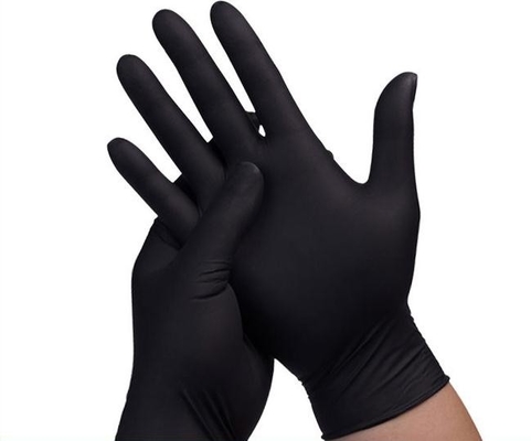 Găng tay dịch vụ thực phẩm Nitrile đen dùng một lần Sử dụng công nghiệp 9 inch