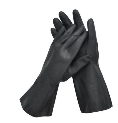 Găng tay Neoprene chống kiềm hóa chất Găng tay cao su tổng hợp màu đen có lót đàn 330mm