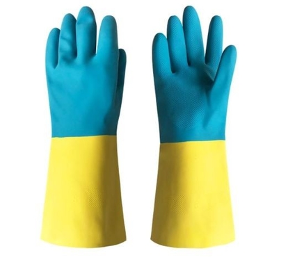Găng tay công nghiệp màu vàng Neoprene màu xanh lam Sử dụng công nghiệp chống hóa chất