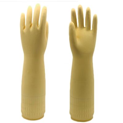 Độ dày ngón tay 038cm Extra Long Cuff Latex Gloves Waterproof Small Medium Large Xlarge Gloves bảo vệ cho công nghiệp