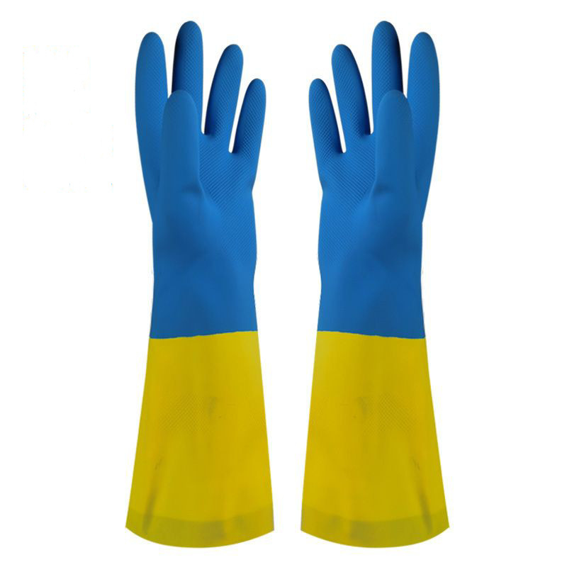 Găng tay gia dụng lót sàn công nghiệp Bicolor Găng tay cao su tổng hợp Chống hóa chất