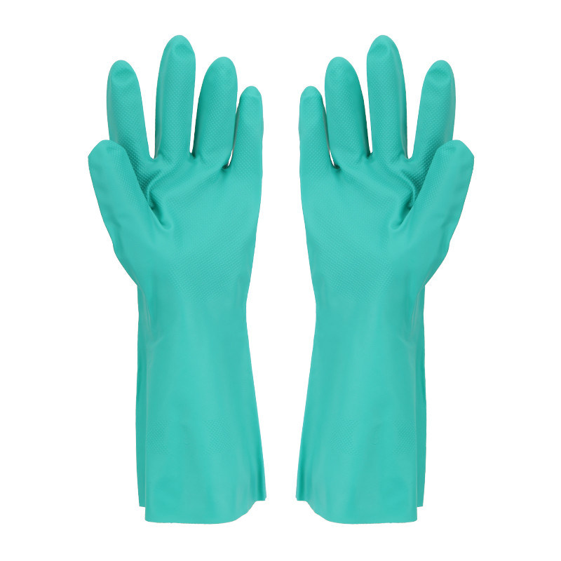 15 Mil Thickness Green Nitrile Glove CE Certified Non Beaded Cuff Găng tay dùng một lần bền cho xử lý thực phẩm trong phòng thí nghiệm y tế