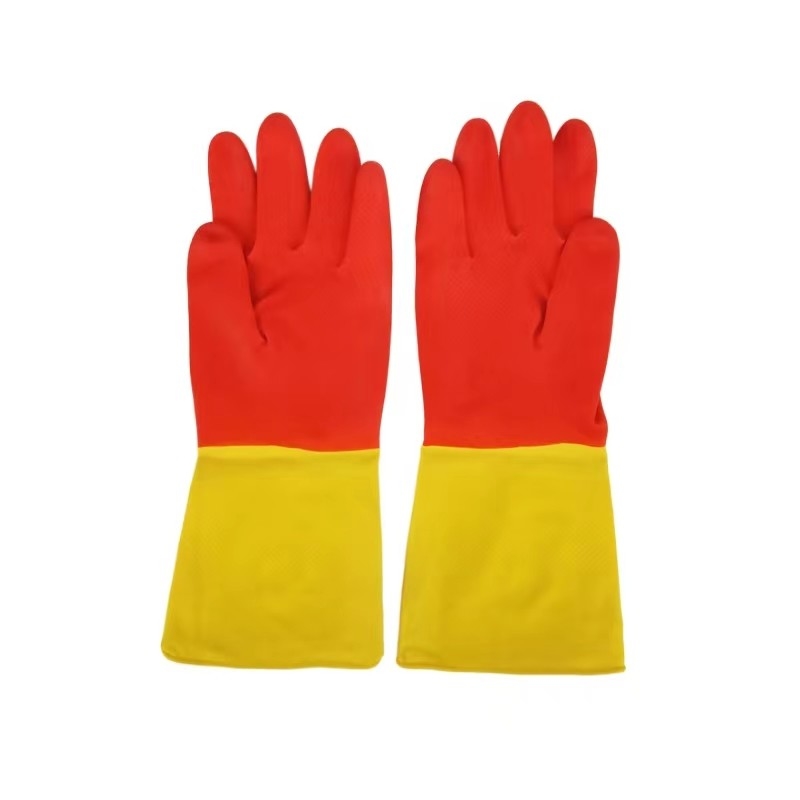 Găng tay công nghiệp cao su màu vàng đỏ 30-32CM Kháng hóa chất