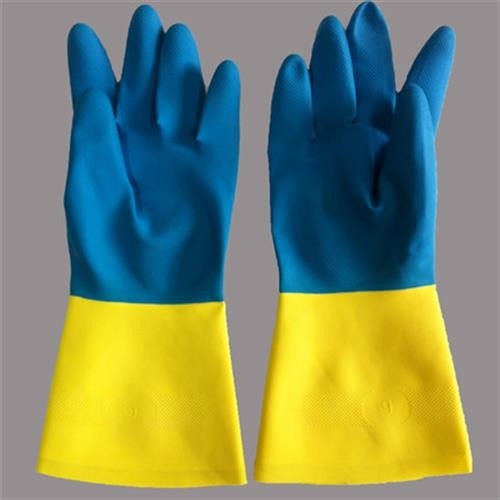 Cao su Neoprene Bicolor Găng tay công nghiệp Flock Lót Găng tay hóa học Neoprene