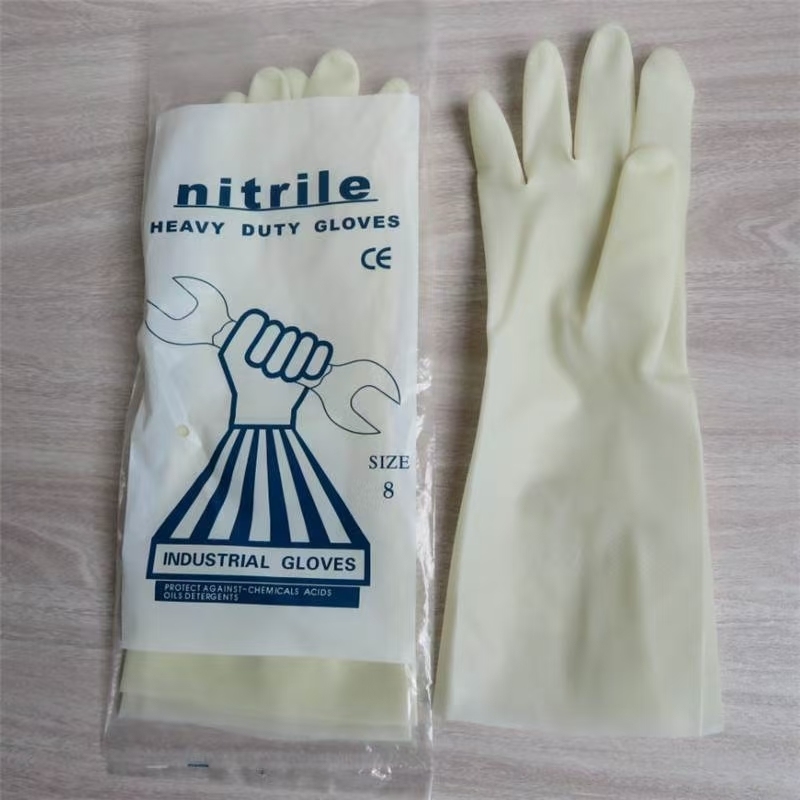 Găng tay Latex hạng nặng 65 gram mỗi cặp quần áo bảo vệ bền phù hợp với ứng dụng công nghiệp Kháng hóa chất